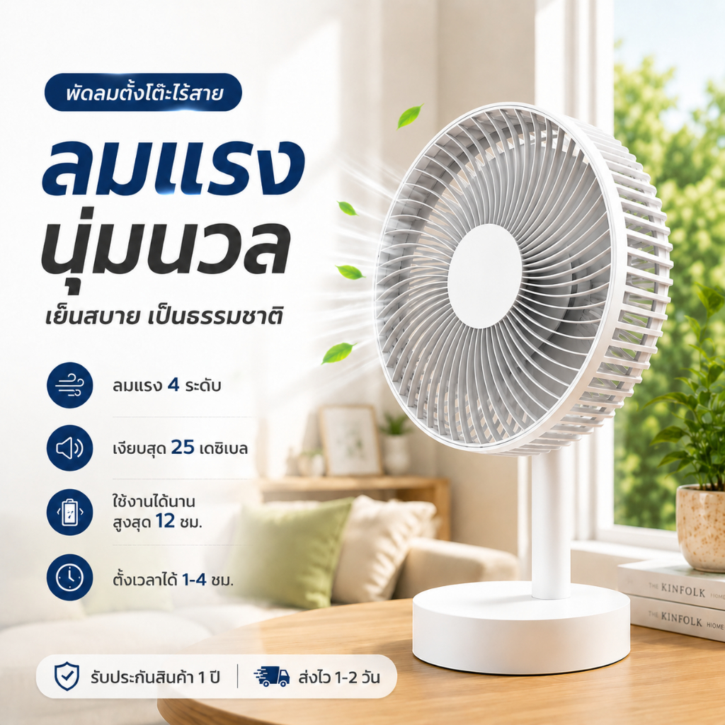 พับพัดลมตั้งโต๊ะusb พัดลมตั้งโต๊ะ พัดลมที่มีคลิป ปรับส่ายได้ ปรับแรงลม 4ระดับ ชาร์จไฟบ้าน พกพาสะดวก
