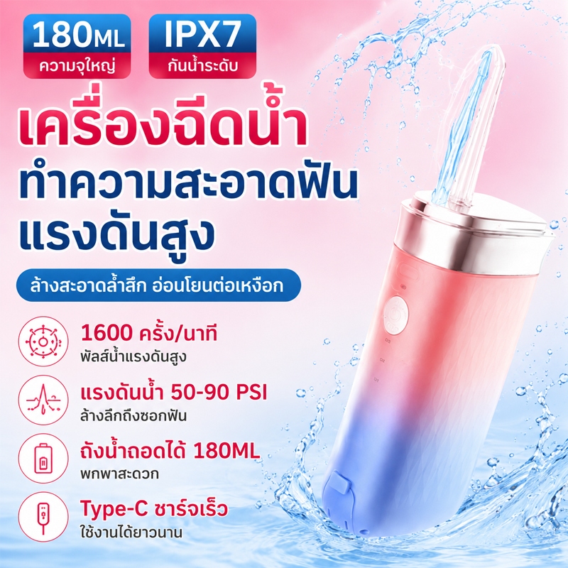 [ส่งจากไทย] 🦷ไหมขัดฟันพลังน้ำ เครื่องฉีดน้ำทำความสะอาดฟันแรงดันสูง เครื่องฉีดฟัน จัดส่งไวสุดๆวิ้งๆ✨