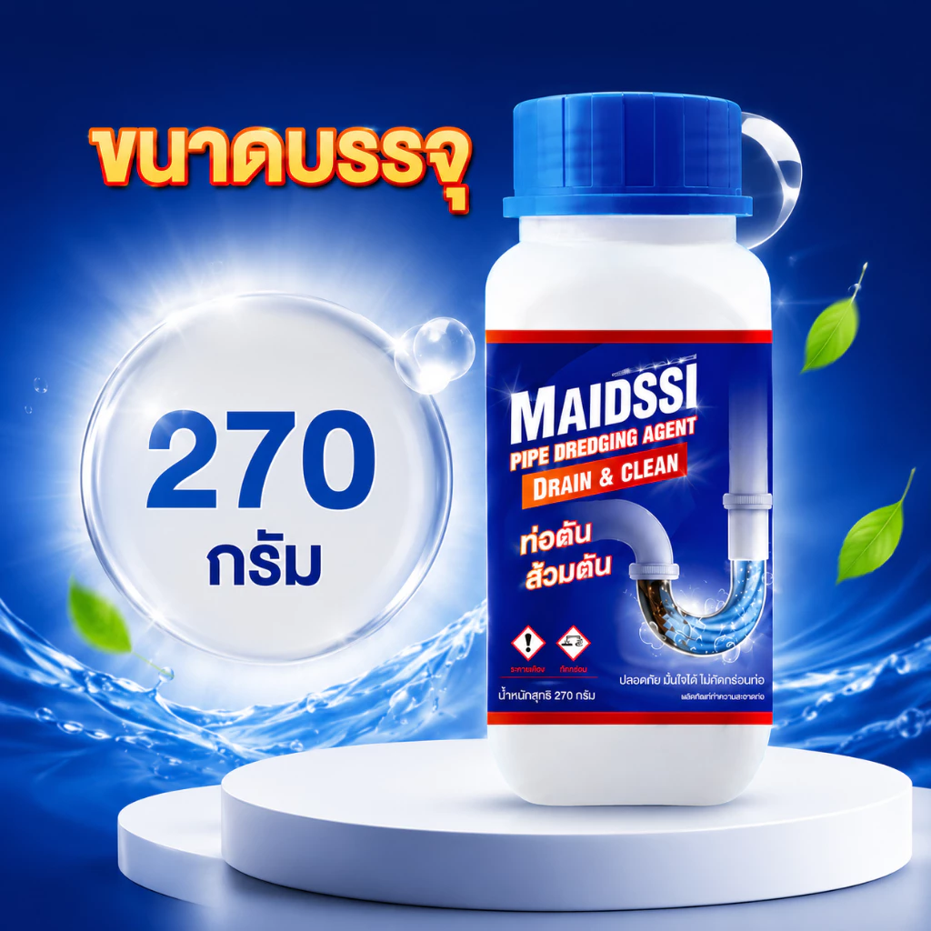 เกล็ดสลายท่อตัน MAIDSSI​ มี อย. แก้ปัญหาท่อตัน ส้วมตัน น้ำขัง thumbnail 3