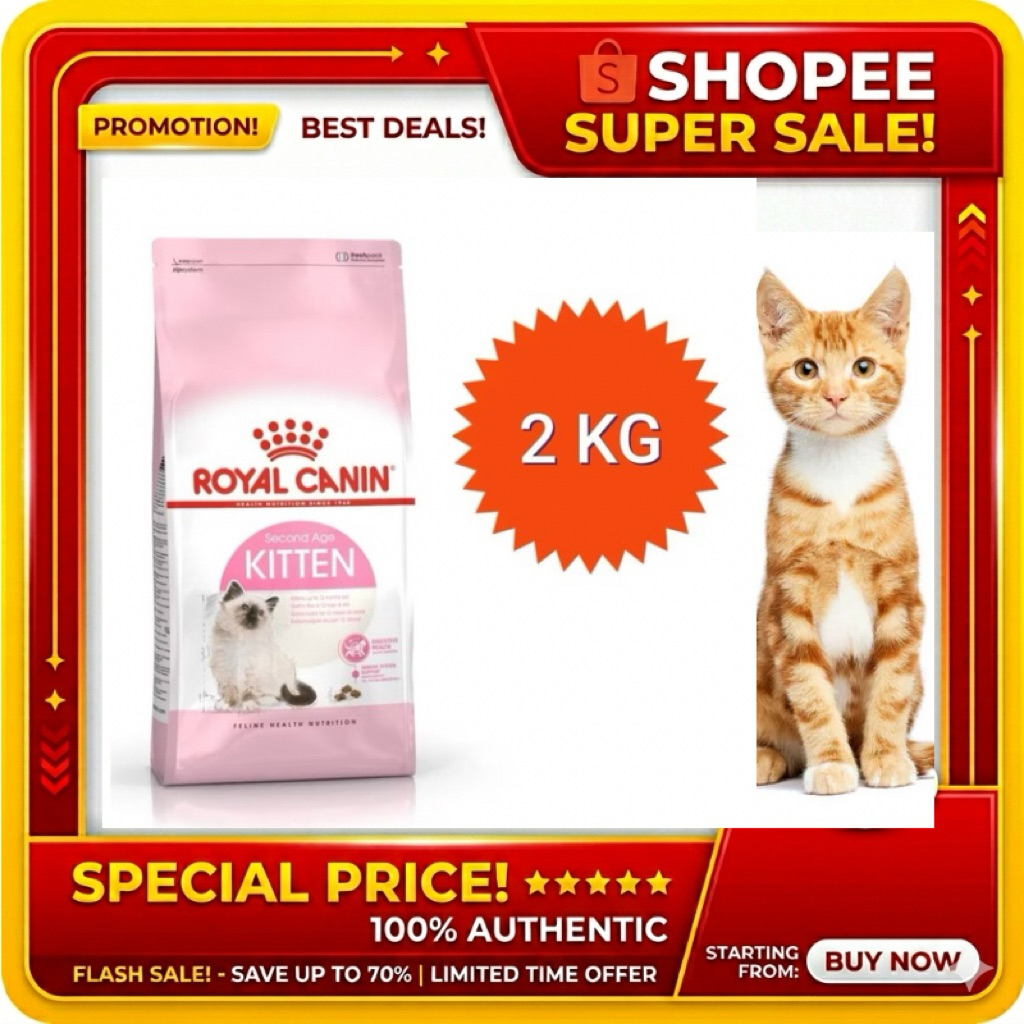 [Kitten2kg] Royal canin Kitten สำหรับลูกแมววัย4เดือน-1ปี ขนาด 2 กิโลกรัม