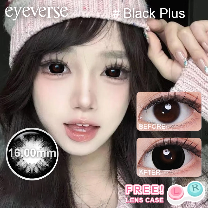 Eyeverse คอนแทคเลนส์สีดำ 16mm ขยายดวงตาให้โต ใช้ได้ 6 เดือน การมองเห็นปกติ ซีรีย์ซุปเปอร์ไซส์ เลนส์สี