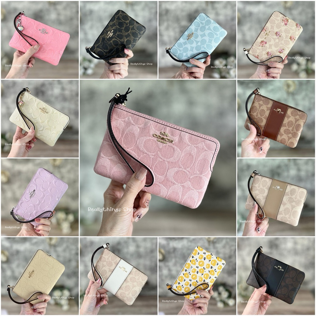 [ลดเพิ่ม:โค้ดคุ้ม]{แท้💯%📮พร้อมส่ง+ส่งฟรี} กระเป๋าคล้องมือ C. ไซส์ L 1 ซิป : Large Zip Wristlet CZ277