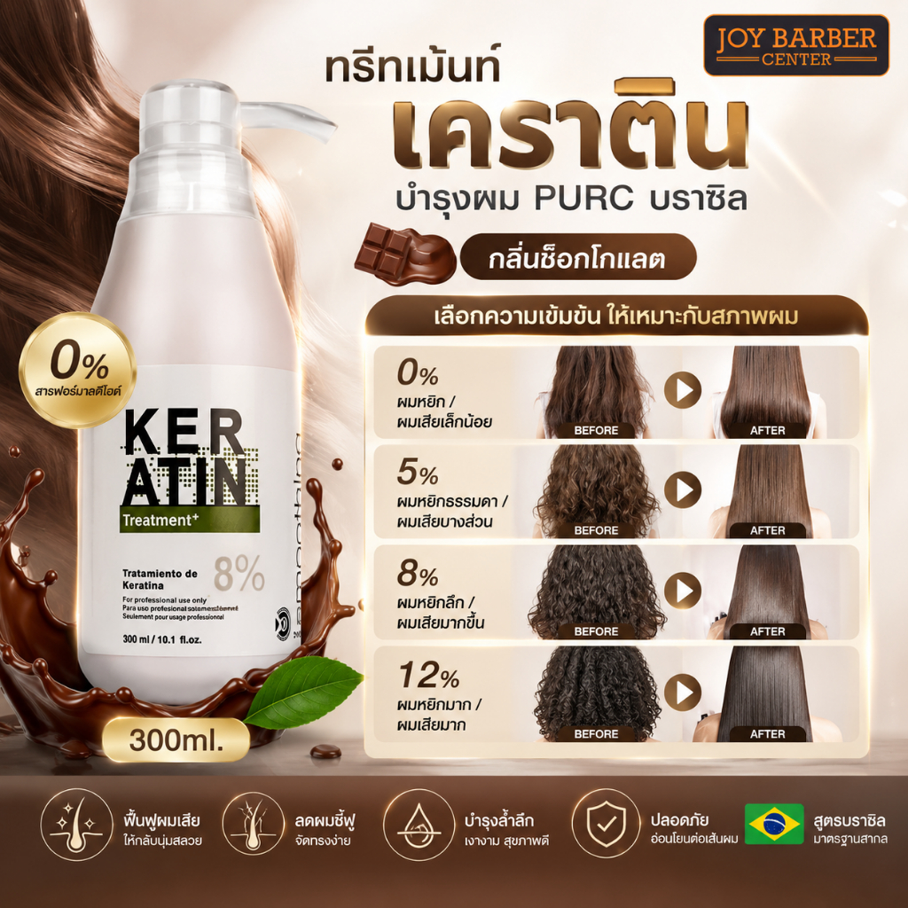 ทรีทเม้นท์ เคราตินบำรุงผม PURC  บราซิล กลิ่นช็อกโกแลต 300ml