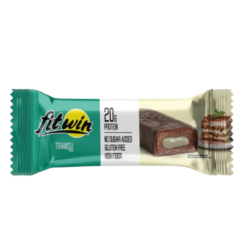 ฟิตวิน โปรตีนบาร์เคลือบช็อกโกแลต : กลิ่นรสทีรามิสุ FitWin Protein Bar - Tiramisu Flavour