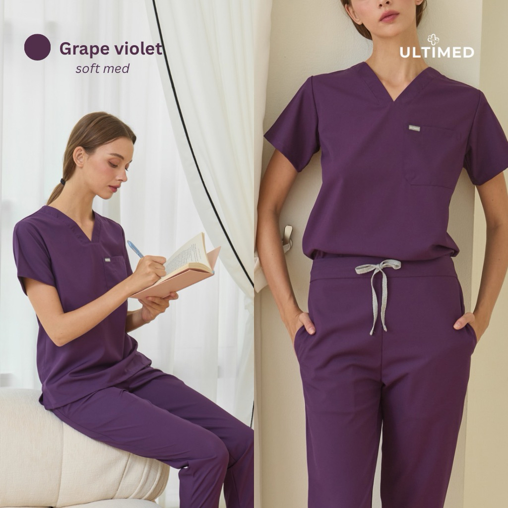 Ultimed | ชุดสครับ สี Grape violet รุ่น softmed (เสื้อสครับ)