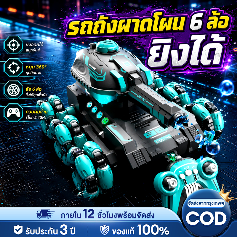 🔥แถมแบตเตอรี่🔥รถบังคับ รถบังคับออฟโรด  2.4G สามารถหมุนได้ 360° มีไฟและเสียง ของเล่นเด็กผู้ชาย rc car