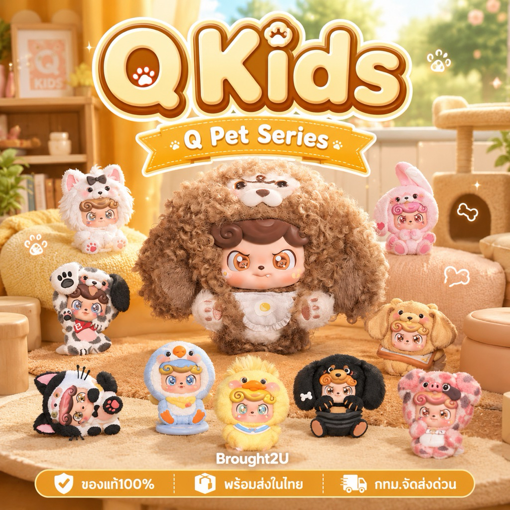 [ย.270;พร้อมส่ง☘️] Q Kids Q Pet Series Plush Pendants