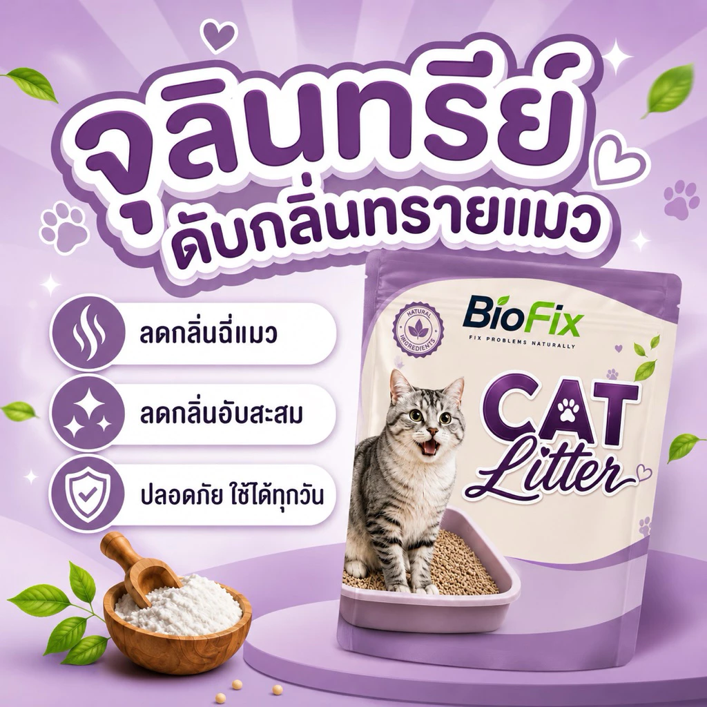BioFix CAT Litter 200g. กระบะทรายแมวเหม็น ดับกลิ่นฉี่แมว ฉี่หมา จุลินทรีย์ดับกลิ่นฉี่สัตว์เลี้ยง ดับกลิ่นอับ