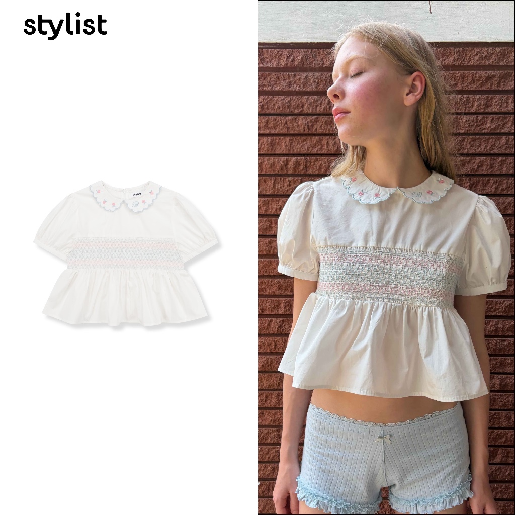 (พร้อมส่ง โค้ด 30% Maz 1,000) STYLIST x Brinkkty - Bonnie Blouses 001 เสื้อแขนตุ๊กตาแต่งสม็อค