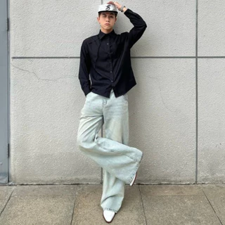 Karants เสื้อเชิ้ต Oversize แขนยาว ผ้า Cotton เย็น แต่งผ่า สำหรับผู้ชายและผู้หญิง Unisex - KR306