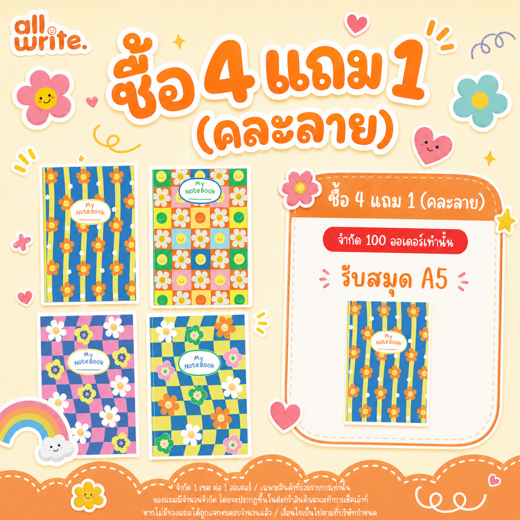 allwrite สมุดโน้ต มีเส้น ขนาด A5 จำนวน 30 แผ่น AW408