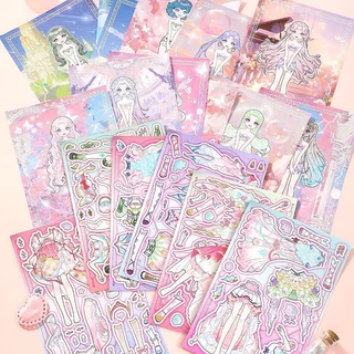 👑สติกเกอร์แต่งตัวราศีเจ้าหญิงการ์ตูนน่ารัก สำหรับเด็กผู้หญิง DIY ของเล่นติดสติกเกอร์เสริมพัฒนาการ Sticker