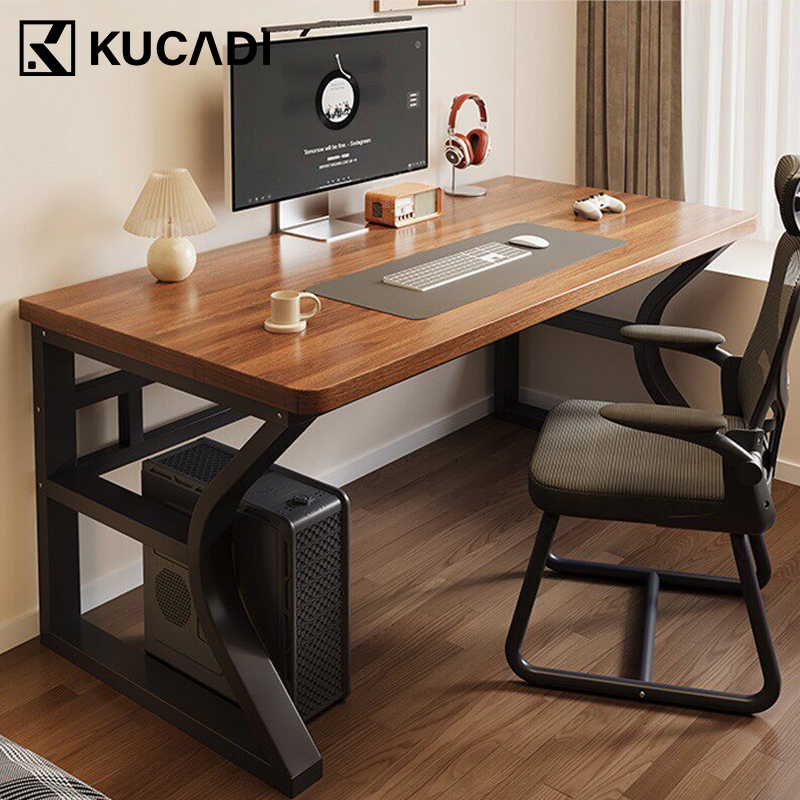 KUCADI โต๊ะคอม โต๊ะเกมมิ่ง โต๊ะ โต๊ะทำงาน โต๊ะสีวอลนัทสุดหรู COD เหมาะสำหรับใช้ในสำนักงานและเล่นเกม [รับประกัน 5 ปี]