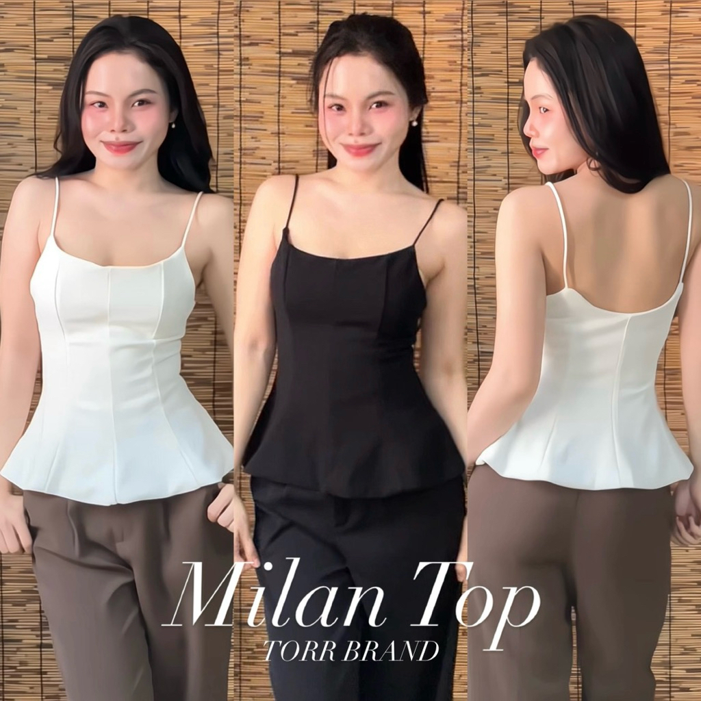 TORR : MILAN TOP (Size : XS-L) สายเดี่ยวทรงเข้ารูป ตีเกล็ดหน้า ผ้าเย็บ2ชั้นทั้งตัว ดีไซน์เรียบหรู