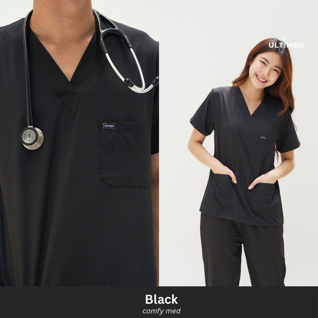 Ultimed | ชุดสครับ สีดำ รุ่น comfy med (เสื้อสครับ)