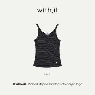 Ribbed Striped Tanktop with acrylic logo เสื้อกล้ามลายทางผ้าริบ - TPW02628