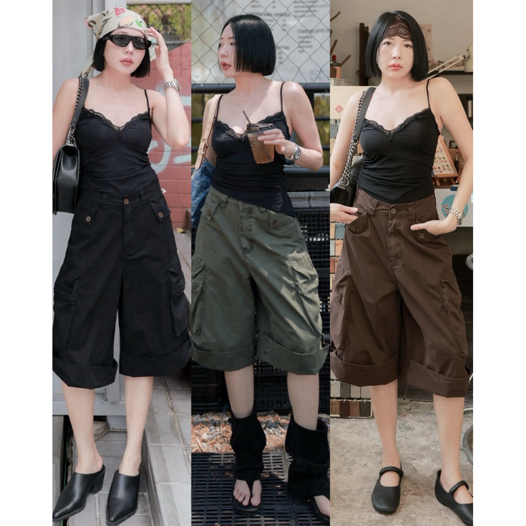 (พร้อมส่ง) Cargo Jorts กางเกงคาร์โก้ขาสั้น4ส่วนรุ่น A803 TAG DARIM 🇰🇷