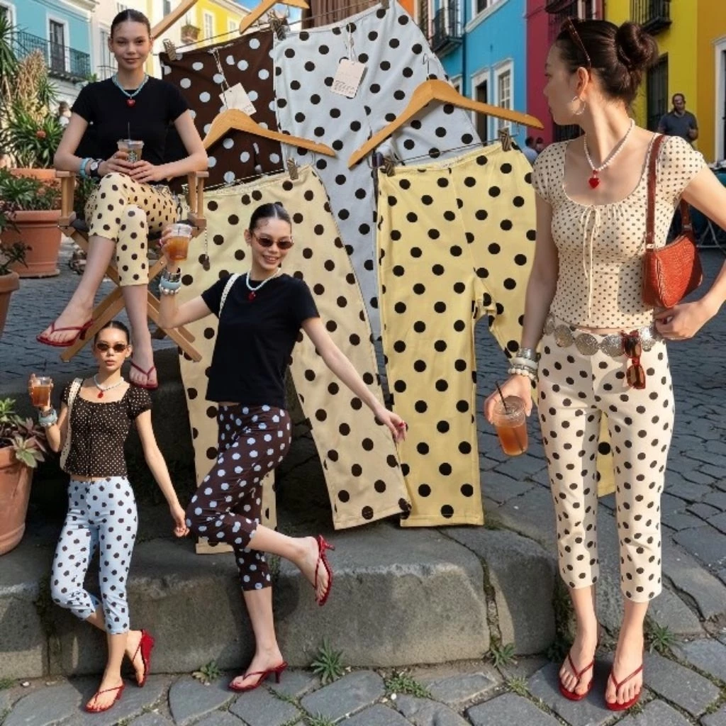 Polkadot Capri Pants กางเกงลายจุด 5 ส่วน