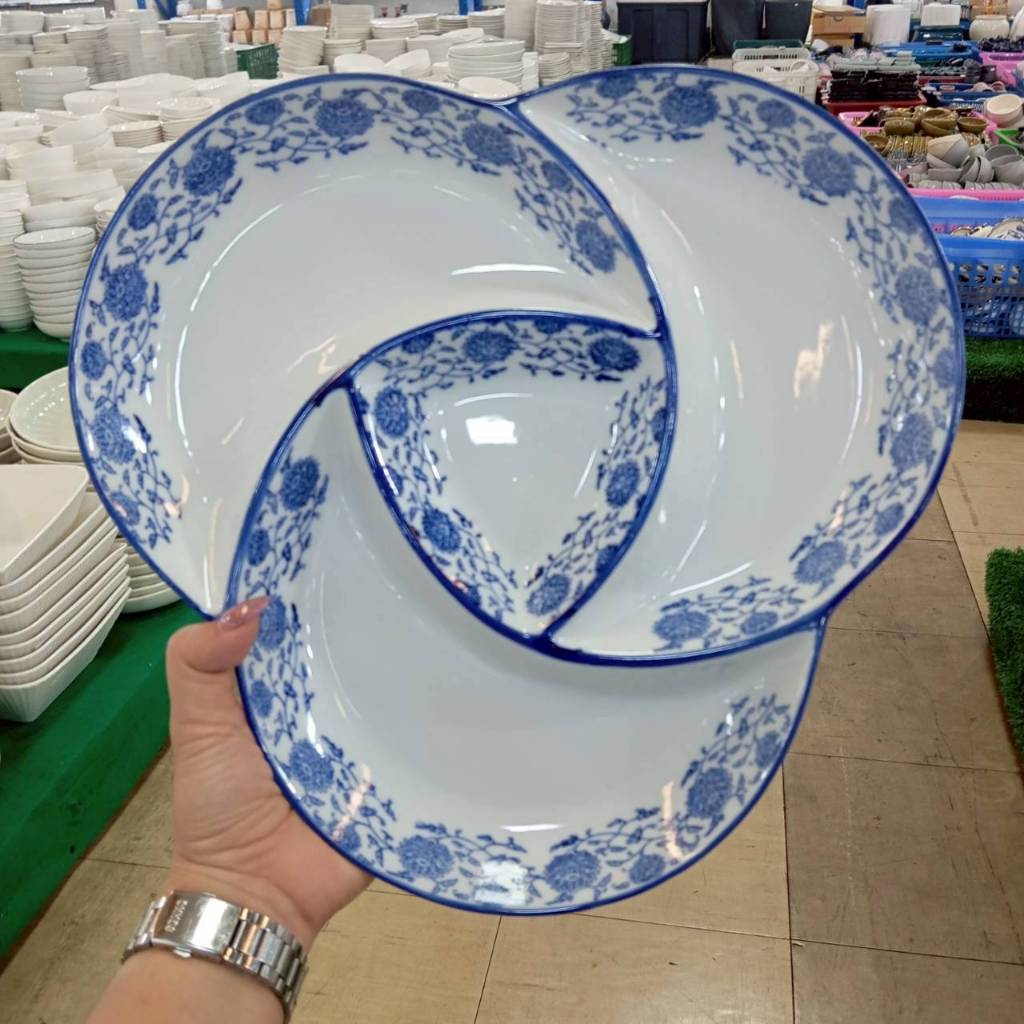 จานออเดิร์ฟ ขนาด 11.5 นิ้ว ใบใหญ่ Appetizer plate จานใส่อาหาร เซรามิค เข้าไมโครเวฟได้
