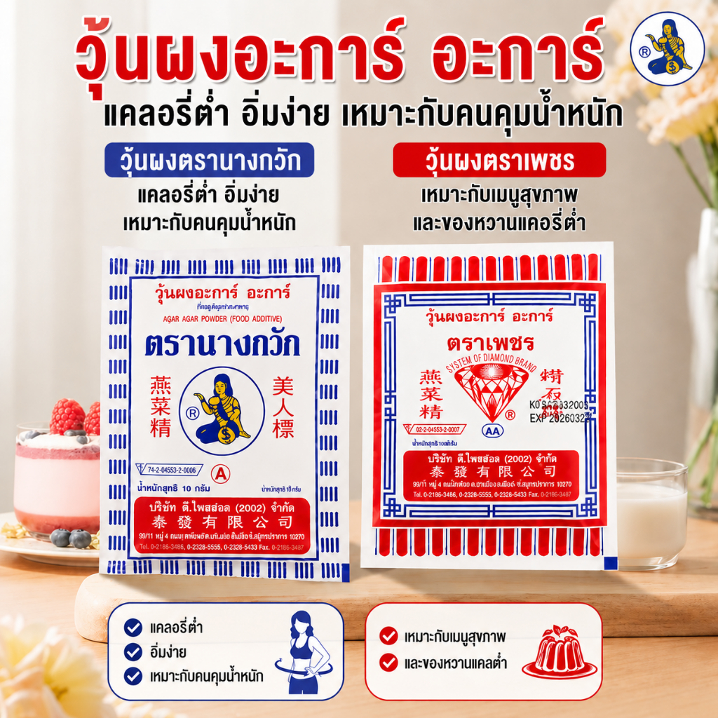 STH_Shop ผงวุ้น ตรานางกวัก / ตราเพชร ทำวุ้น ขนมไทย เยลลี่ วุ้นสุขภาพ คุณภาพดี ทำง่าย ใช้ได้ทุกเมนู