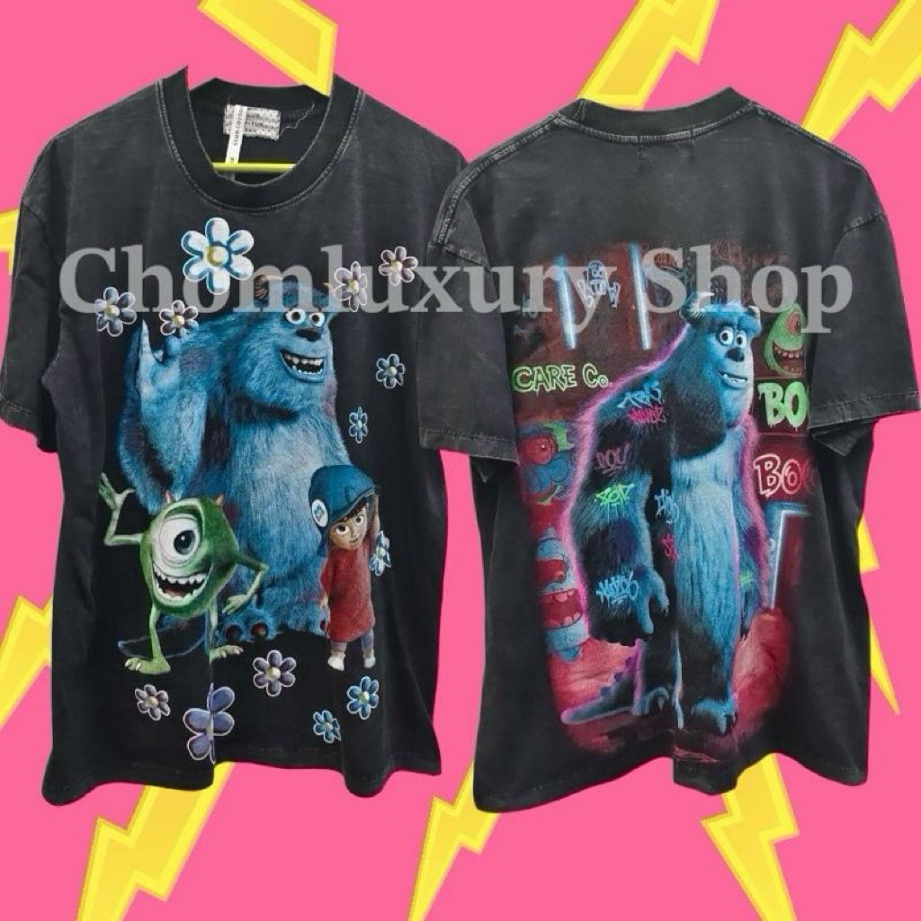 'ꫛꫀꪝ ' เสื้อยืดลายคิตตี้เสือ กลิตเตอร์ ผ้าฟอก อก 44-46 โอเวอร์ไซส์ ผ้านิ่มใส่สบาย สกีนคมชัด