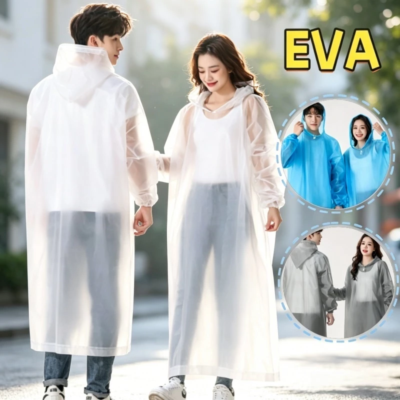 เสื้อกันฝนแฟชั่นผู้ใหญ่ แบบหนา EVA เสื้อคลุมกันฝนแบบคลุมตัว กิจกรรมกลางแจ้ง Rain Coat