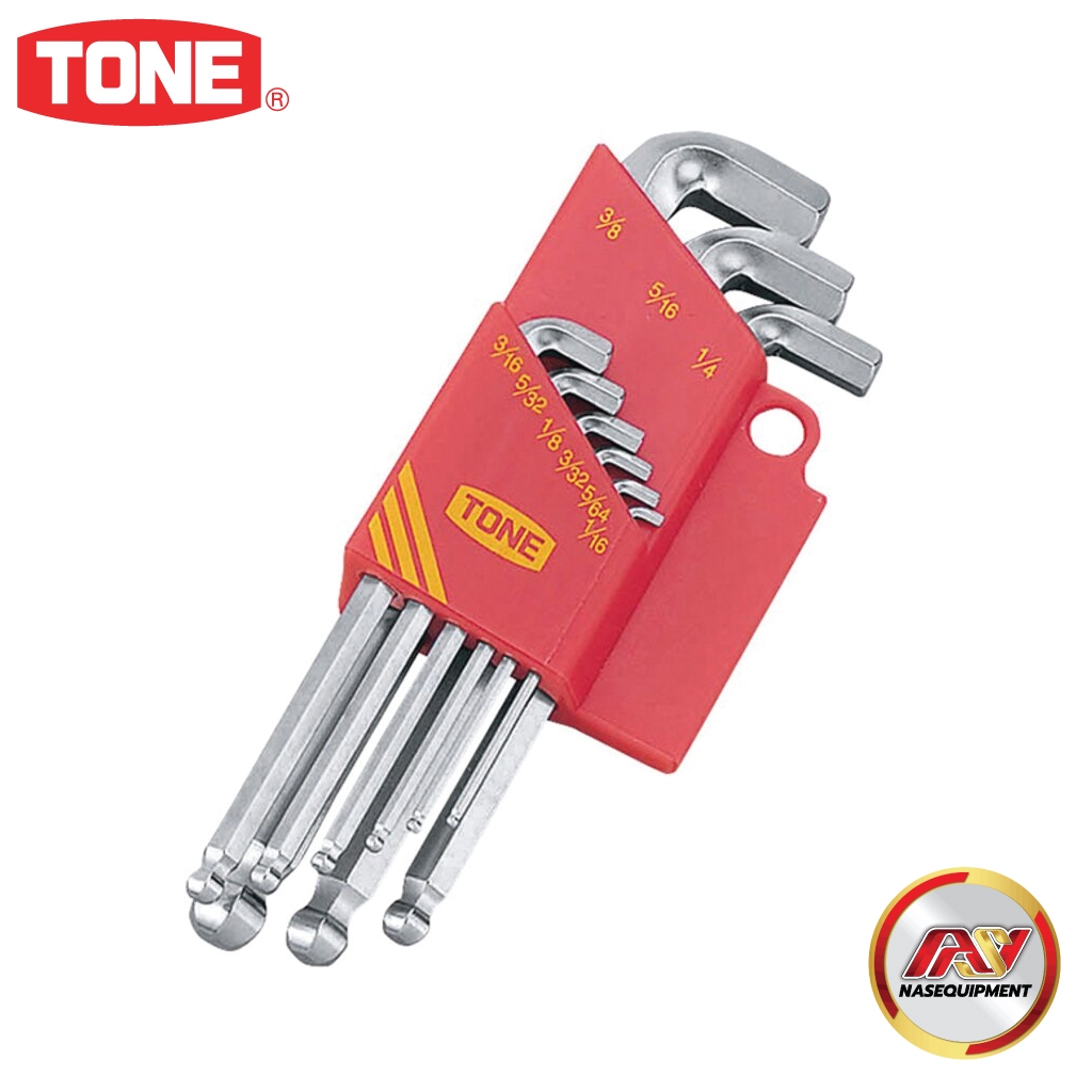 TONE ชุดประแจหกเหลี่ยม (หัวบอล, ตัวสั้น, คอสั้น) จำนวน 9 ไซส์ (นิ้ว) | BSB900S