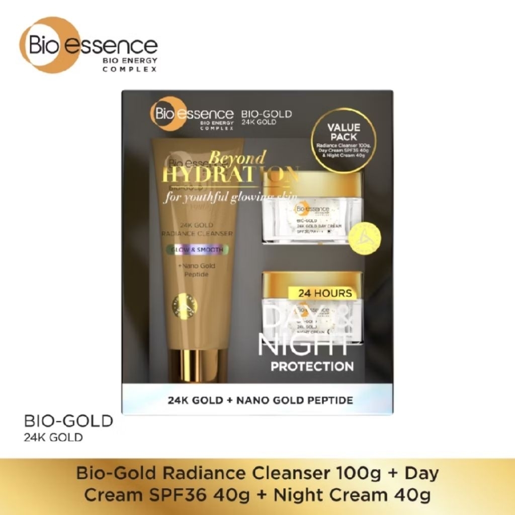 [Value Pack] Bio-essence Bio-Gold 24K Gold Radiance Cleanser 100g + 24K Gold Day Cream 40g + 24K Gol