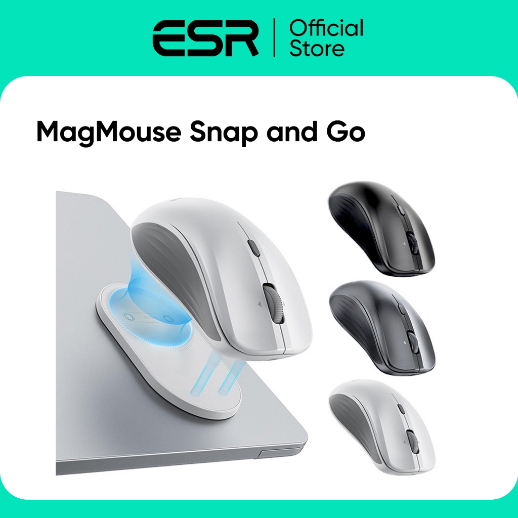 ESR เมาส์ไร้สาย ขนาดเล็ก พกพาง่าย รุ่น MagMouse Snap and Go