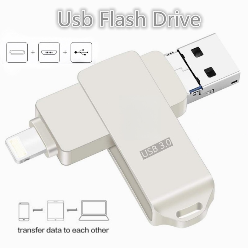 แฟลชไดร์ฟ 1TB 3 in 1 Flashdrive OTG USB iphone Flash Drive แฟลชไดร์ฟ 3.0 Thumbdrive