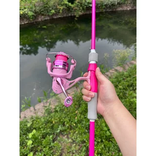 [พร้อมส่ง] ชุดเบ็ดตกปลา สีชมพูสุดน่ารัก ครบชุดพร้อมใช้งาน! คันเบ็ด ML 8-15LB (1.8M/2.1M) + รอกสปินนิ่ง 1000-3000 แข็งแรง
