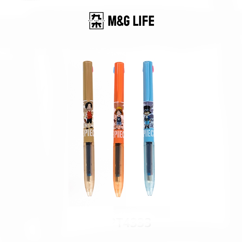 M&G Life x One Piece ปากกาลูกลื่นแบบกด 2 สี ขนาด 0.5 มม. (หมึกสีน้ำเงินและสีแดง) - 1 ด้าม (คละแบบ)