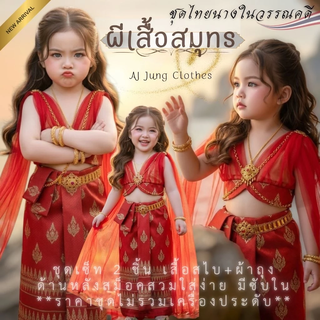 ชุดไทยเด็กรุ่น "ผีเสื้อสมุทร" ~ AI Jung Clothes ชุดไทยใส่ไปโรงเรียน ชุดไทยวรรณคดี