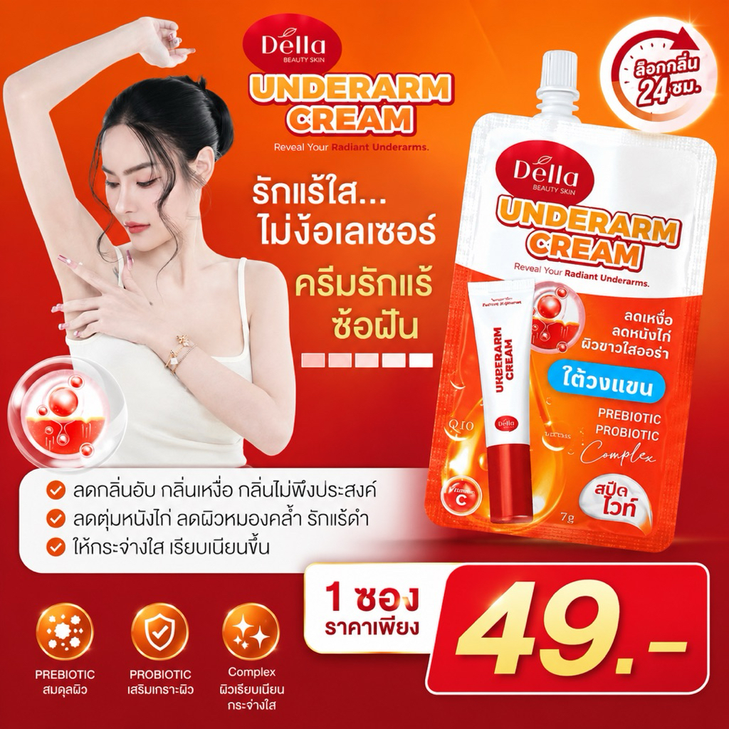 ครีมทารักแร้ซ้อฝัน Della Underarm Cream