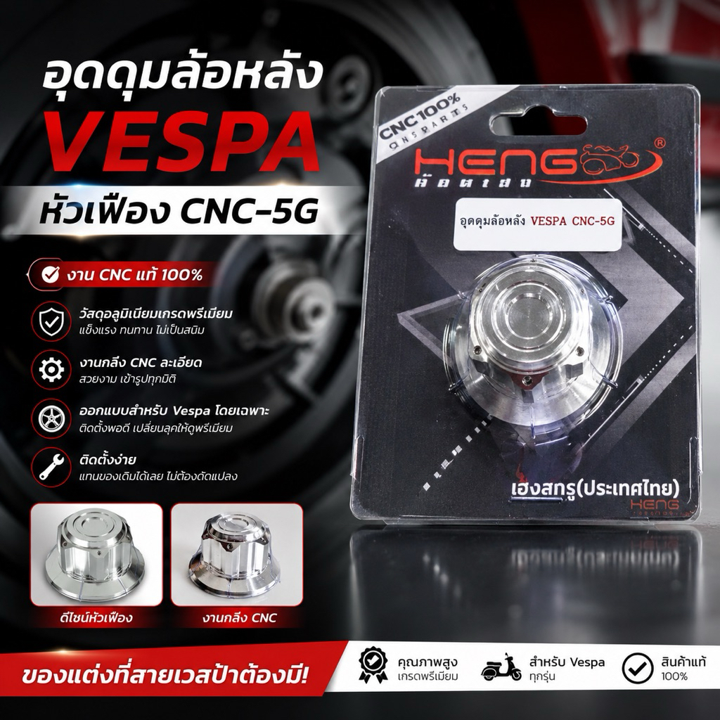 อุดดุมล้อหลัง Vespa หัวเฟืองCNC-5G อุดดุมVespa