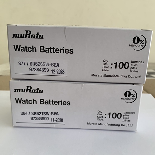 ถ่านกระดุม Murata 364 / 377 / SR621 / SR626 / SR621SW / SR626SW จำหน่ายยกกล่อง (1กล่อง มี 100ก้อน)