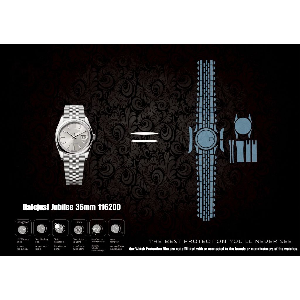 ฟิล์มป้องกันรอยนาฬิกา Watch Protection Film for Rolex Datejust Jubilee 36mm 116200