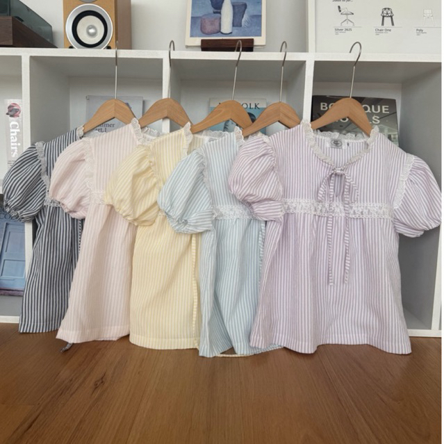 jellybutter -macaron blouse มาการอง เสื้อลายริ้วสีพาสเทล