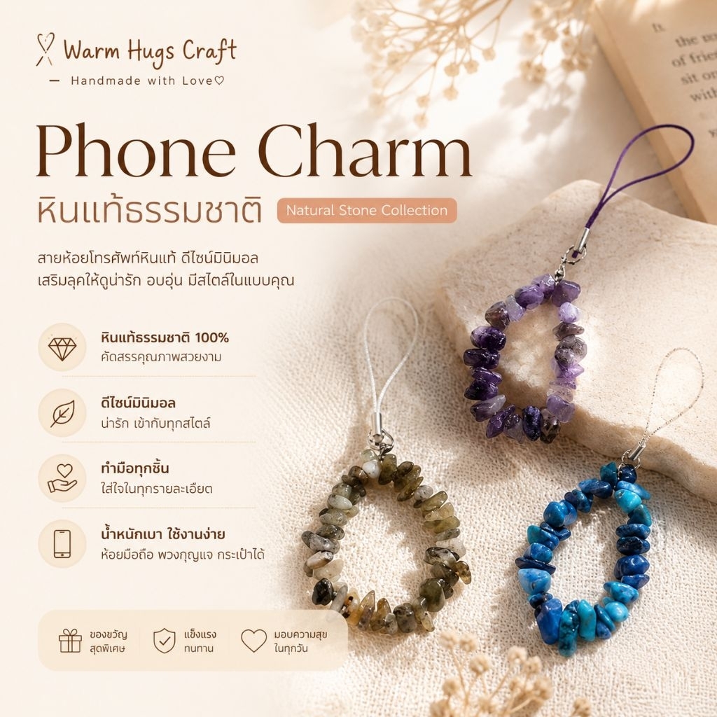 Phone charm >> หินนำโชค หินมงคล ที่ห้อยมือถือ ที่ห้อยโทรศัพท์ พวงกุญแจ | เครื่องรางเสริมพลัง เสริมดวง โชคลาภ สายมู