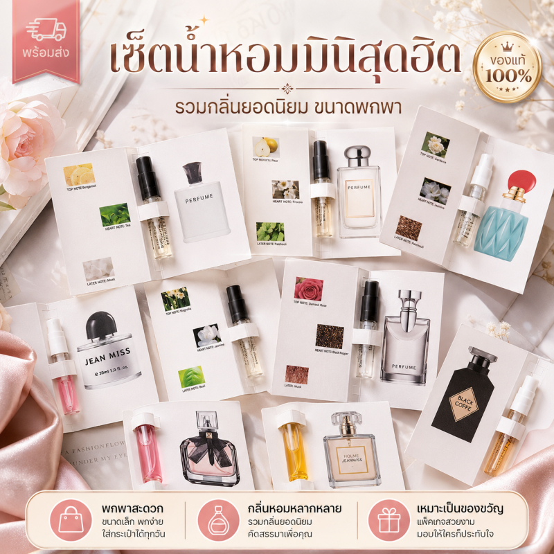 【พร้อมส่ง】น้ำหอมตัวอย่างแบบซอง กลิ่นหอมติดทนทั้งวัน กลิ่นชัดเหมือนเดิม พกพาง่าย เลือกกลิ่นได้ตามชอบ คุ้มสุดๆ
