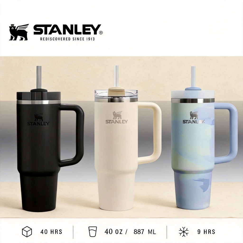 ✨ Stanley กระบอกน้ำเก็บความร้อน-เย็น 40oz แท้ | เก็บอุณหภูมิได้ 24 ชม. | วัสดุสแตนเลส | กันรั่ว