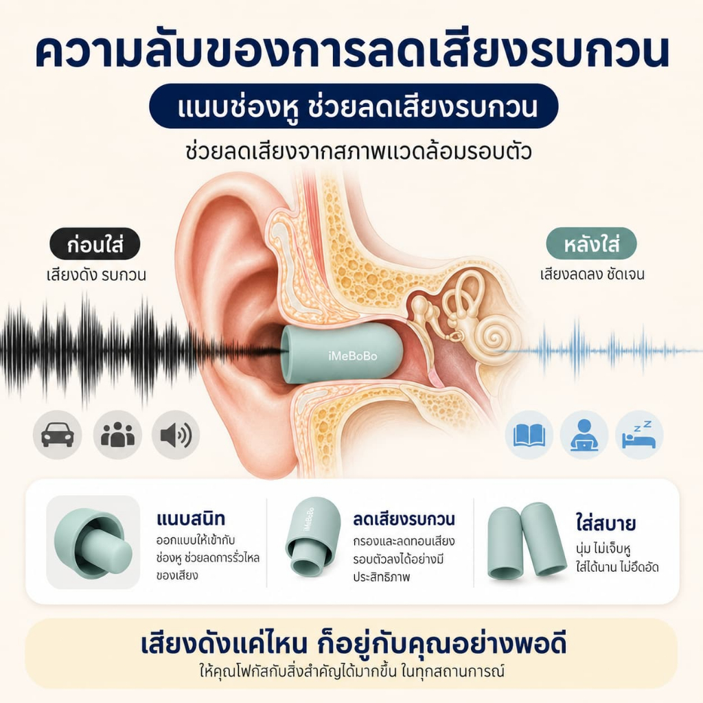 Mori ที่อุดหูลดเสียง ซิลิโคนนุ่ม รูปที่ 4