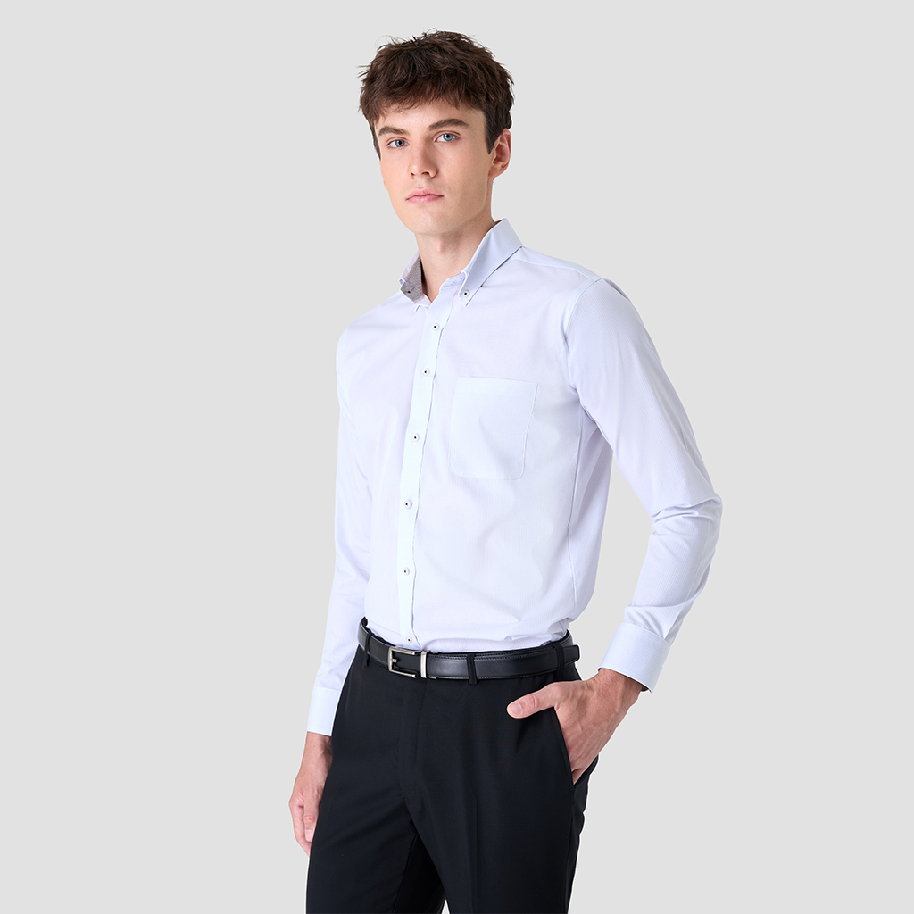 SUIT SELECT SHIRT Button Down collar Dobby (Gray) เสื้อเชิ้ตสีเทา รุ่น DSEBBL32-02