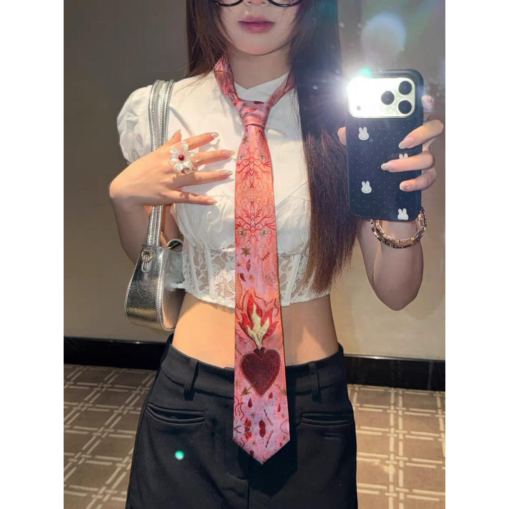*◞พร้อมส่ง💗 เนคไทลายหัวใจ (necktie) เนคไทวินเทจ (ขนาด 8 cm.)