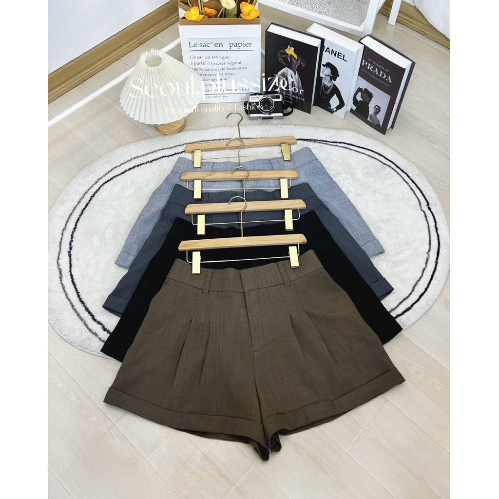 (ส่งด่วน) Duo shortpants Bigsize กางเกงขาสั้นสองจีบทวิตเบิ้ลปลายขา เอว 30-56“ (SO)