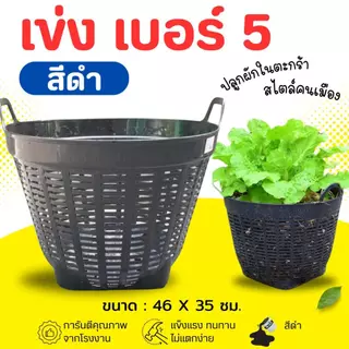 เข่ง พลาสติก เบอร์ 5 (สีดำ-คละสี) เข่งผลไม้ เข่งปลูกต้นไม้ เข่งอเนกประสงค์