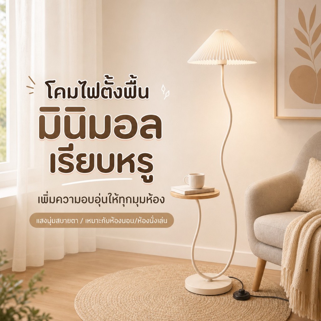 โคมไฟตั้งพื้น LED แบบสเปกตรัมเต็ม ออกแบบอย่างสร้างสรรค์ ความหรูหราเรียบง่าย โคมไฟตกแต่ง โคมไฟโต๊ะโซฟาห้องนอน