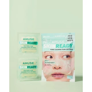 (ใหม่!) AMUSE Skinready Rice PDRN Pore Calming Tear-Off Pads - (3 Pads x 10 Packs) สูตรสำหรับผิวเป็นสิว ลดการอุดตัน