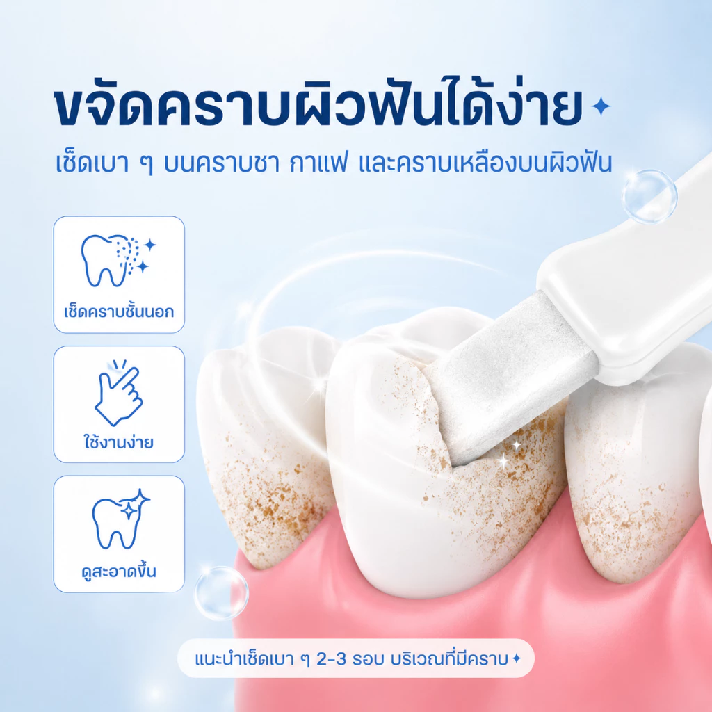 ฟองน้ำทำความสะอาดฟัน ขจัดคราบหินปูน คราบฟัน ขจัดคราบพลัค ไมโครนาโน Removal Nano ยางลบฟองน้ํา Scrubs thumbnail 3