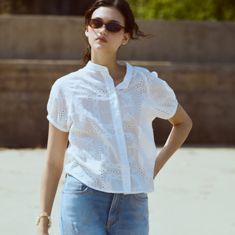 AMR DE SAISON ( AIMER ) - Grandad Embroidered Short Sleeve Shirt